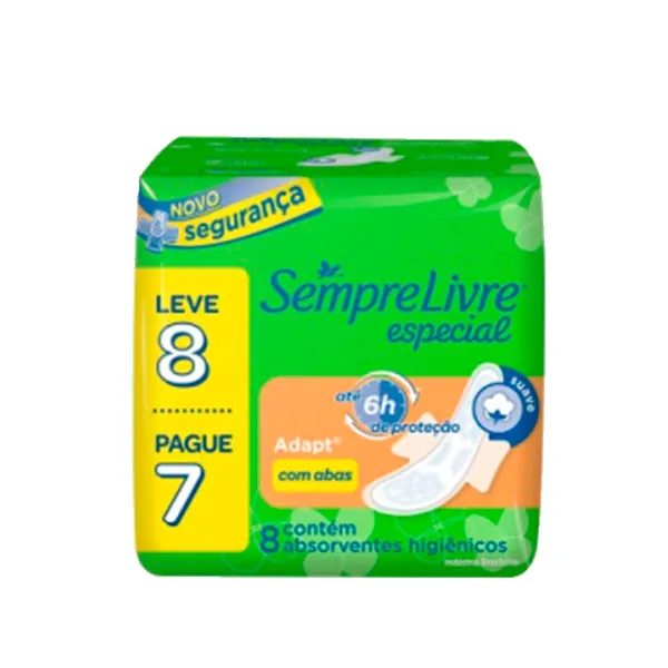 Absorvente Sempre Livre Especial com Abas Leve 8 Pague 7