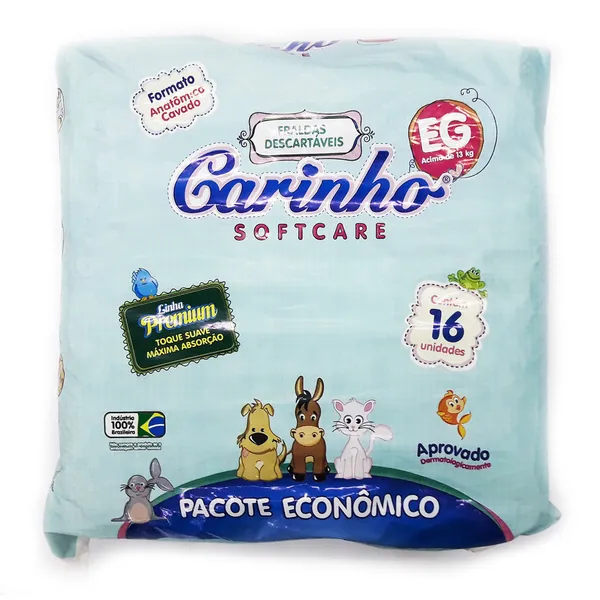 Fralda Descartável Carinho Tamanho EG com 16 Unidades