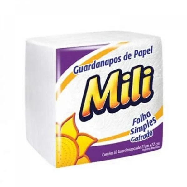 Guardanapo de Papel Mili Folha Simples 21x22cm 50 Unidades