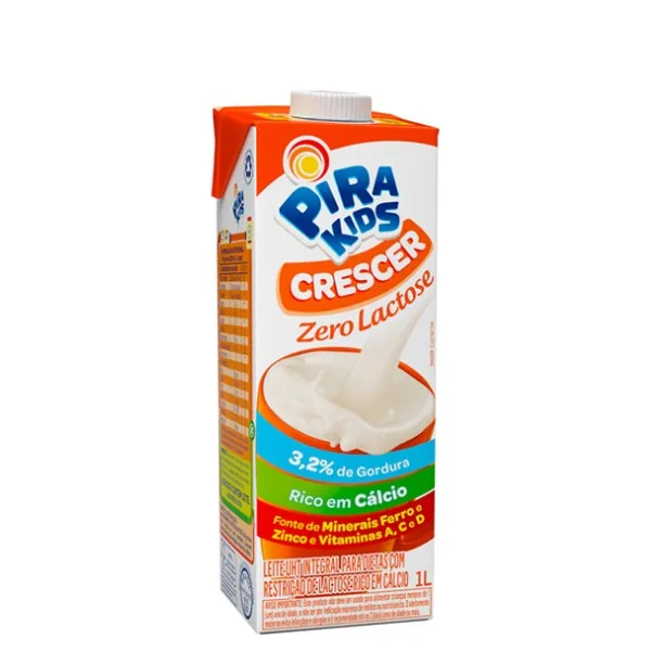 Leite Integral Zero Lactose Crescer Tetra Park Pirakids 1L
