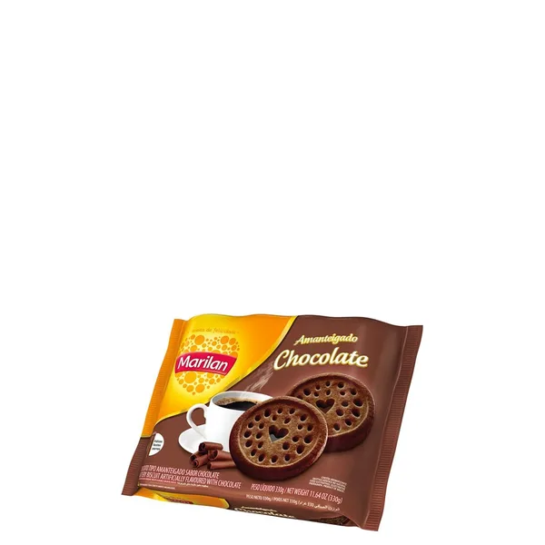 Biscoito Amanteigado Sabor Chocolate Marilan Pacote 330 gr