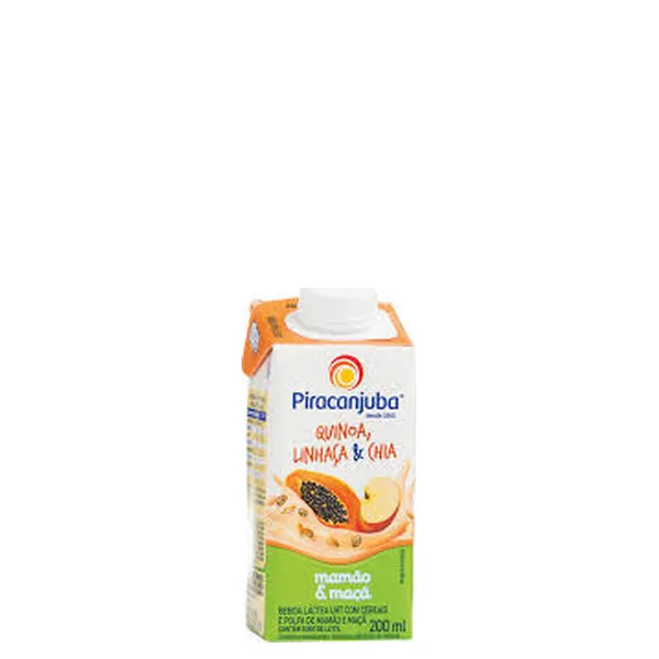 Bebida Láctea com Cerais sabor Mamão e Maça Piracanjuba Tetra Park 200ml