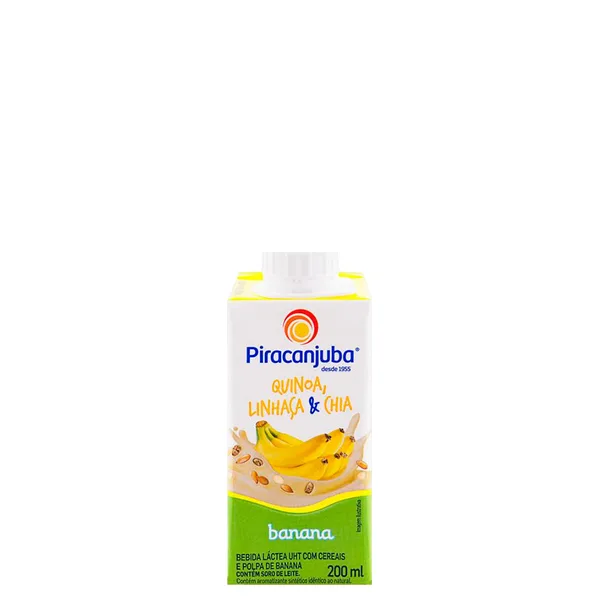 Bebida Láctea com cereais sabor Banana Piracanjuba Tetra Park 200ml