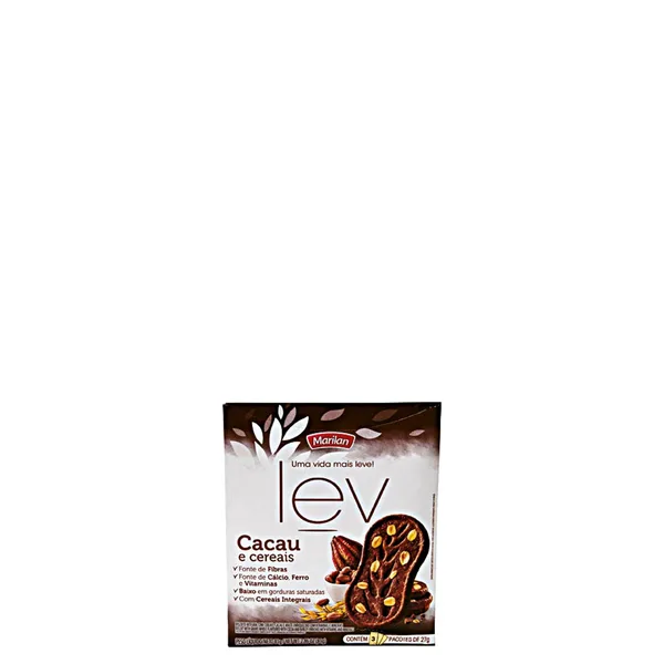 Biscoito Integral Lev Cacau e Cereais Marilan 81gr