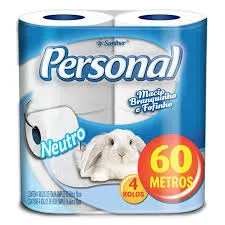 Papel Higiênico Neutro Folha Simples Personal 60 metros com 4 rolos