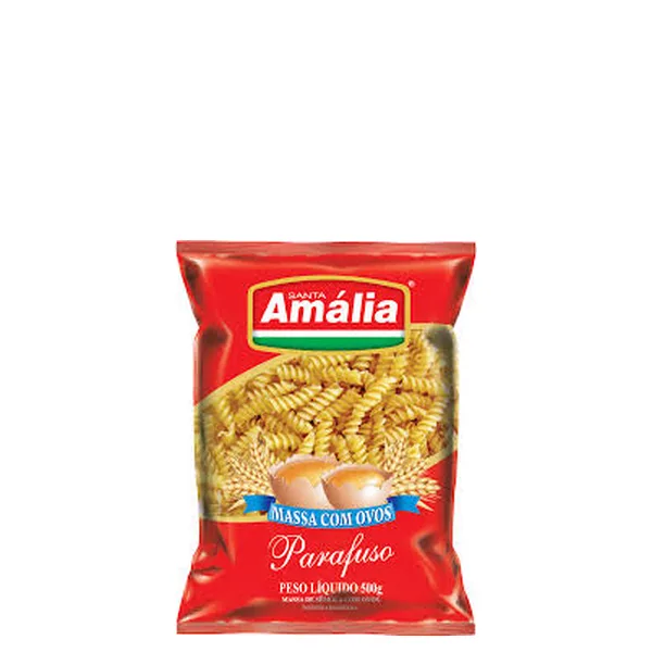 Macarrão com Ovos Cortado Parafuso Santa Amália Pacote 500gr