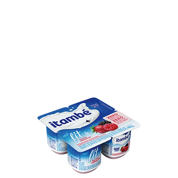 Iogurte Fit Zero Pedaços Frutas Vermelhas Itambé Bandeja 400gr