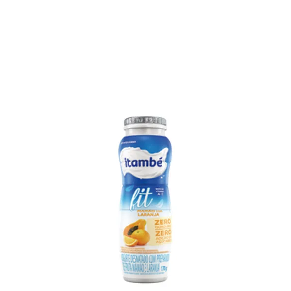 Iogurte Fit Zero Açúcar sabor Mamão e Laranja Itambé Garrafa 170gr