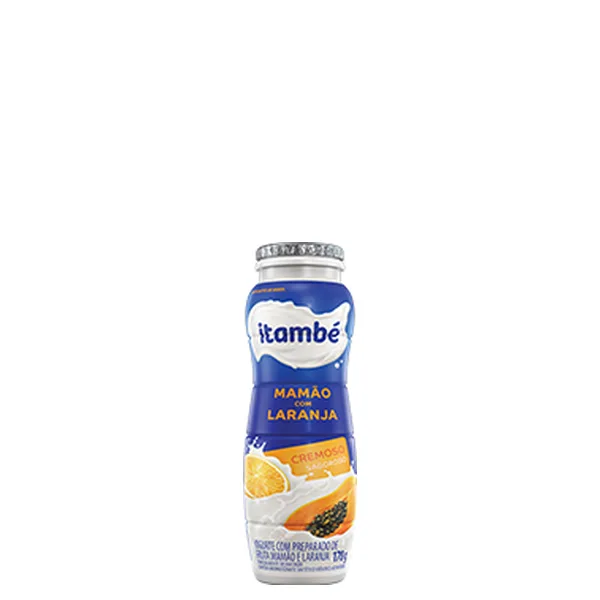 Iogurte sabor Mamão e Laranja Itambé Garrafa 170gr