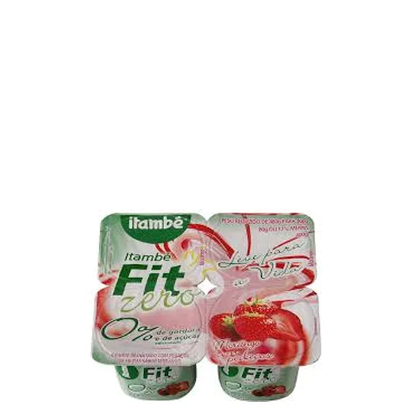 Iogurte Fit Zero Açúcar Pedaços Morango Itambé Bandeja 400gr