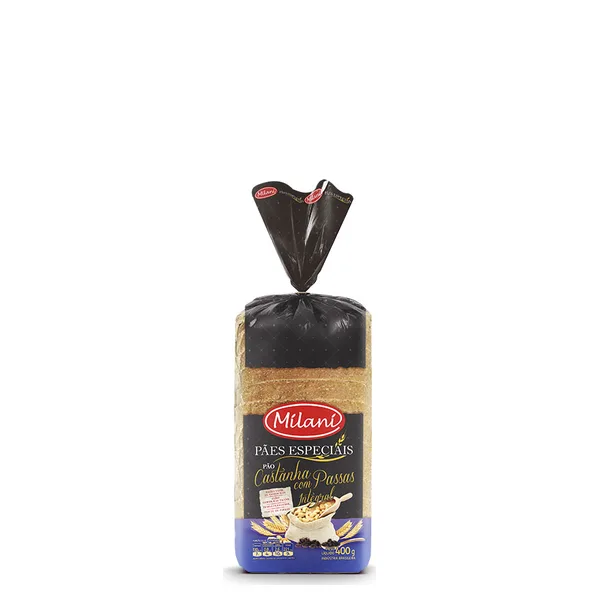Pão de Forma com Castanha e Uva Passas Milani 380gr