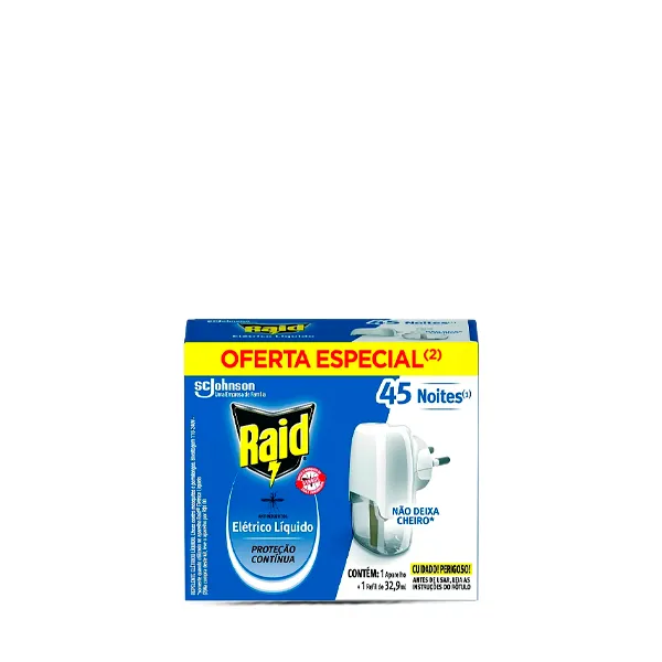 Repelente Elétrico Raid 45 Noites Aparelho + Refil