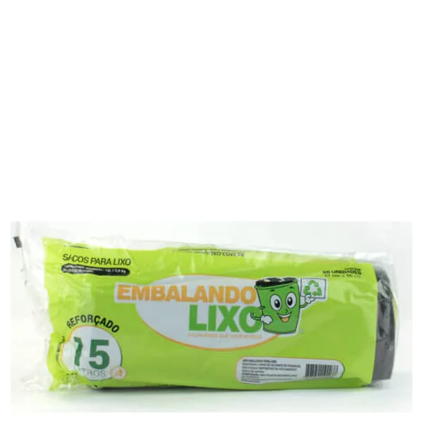 Saco para Lixo Embala Lixo 15 Litros rolo com 60 unidades 37 x 56 centímetros