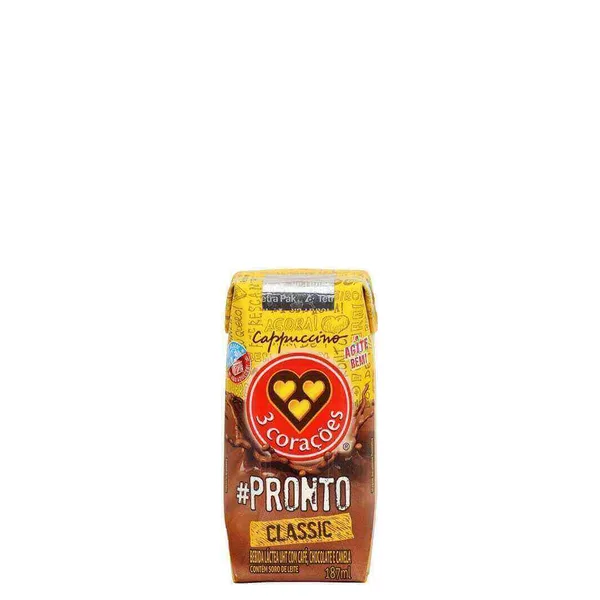 Bebida Láctea Capuccino 3 Corações Classic 187ml