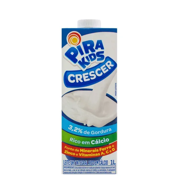 Leite Longa Vida Pirakids Crescer Integral 1L