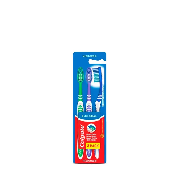 Escova Dental Media Colgate Extra Clean Pack 3