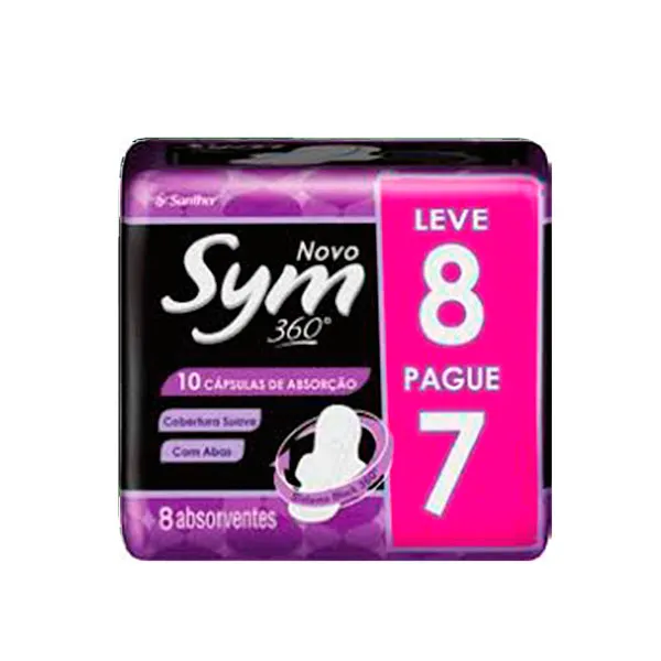 Absorvente Sym Cobertura Suave Com Abas Roxo Lv8 Pg7