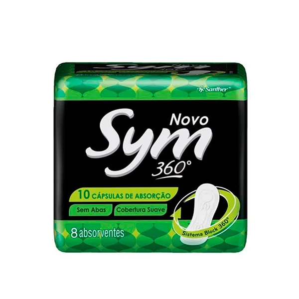 Absorvente Sym Cobertura Suave Sem Abas Verde Com 8 Unidades
