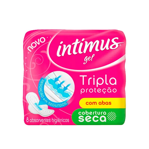 Absorvente Intimus Gel Tripla Com Abas Seco Com 8 Unidades
