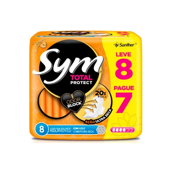 Absorvente Sym Cobertura Seca Com Abas Laranja Lv8 Pg7