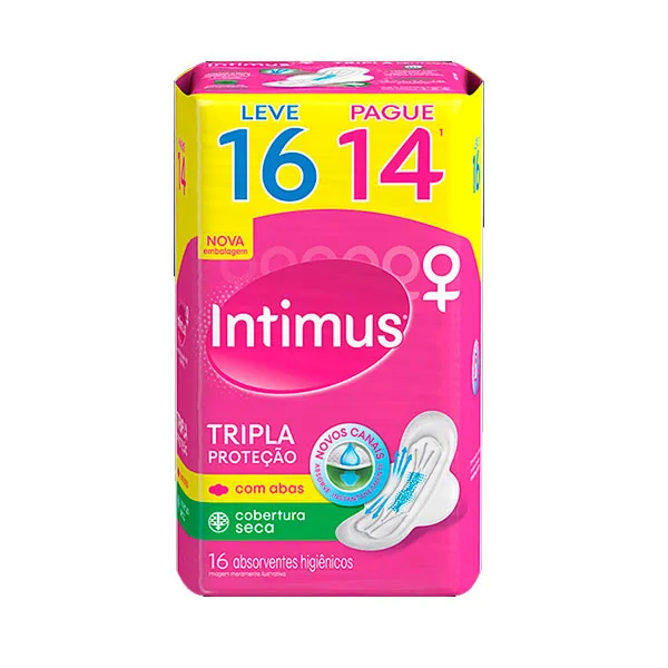 Absorvente Intimus Gel Tripla Com Abas Seca Lv16 Pg14