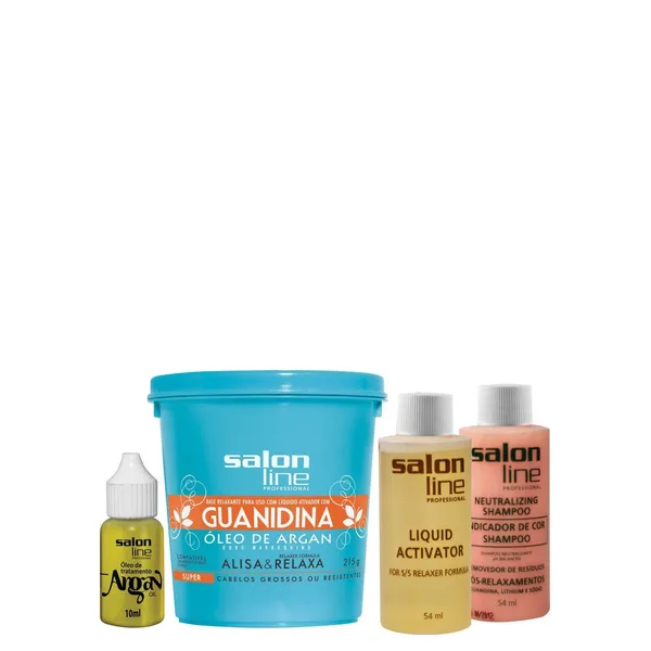 Creme Salon Line Relaxamento Guanidina Kit Óleo De Argan 324g