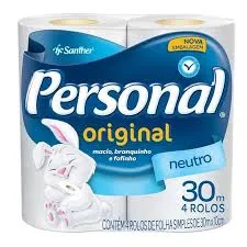 Papel Higiênico Personal Neutro Folha Simples 30m Com 4 Unidades