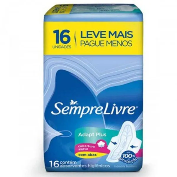 Absorvente Sempre Livre Adapt Plus Com Abas 16 Unidades