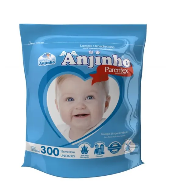 Lenço Umedecido Anjinho Azul Rf 300 Unidades
