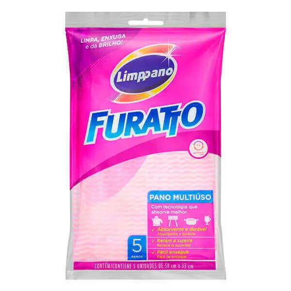 Pano Multiuso Furatto Com 5 Rosa