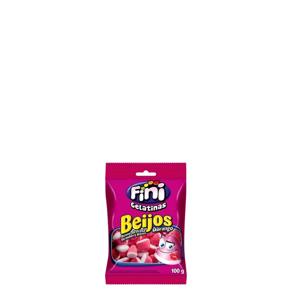 Bala de Gelatina Fini Beijos de Morango 100g