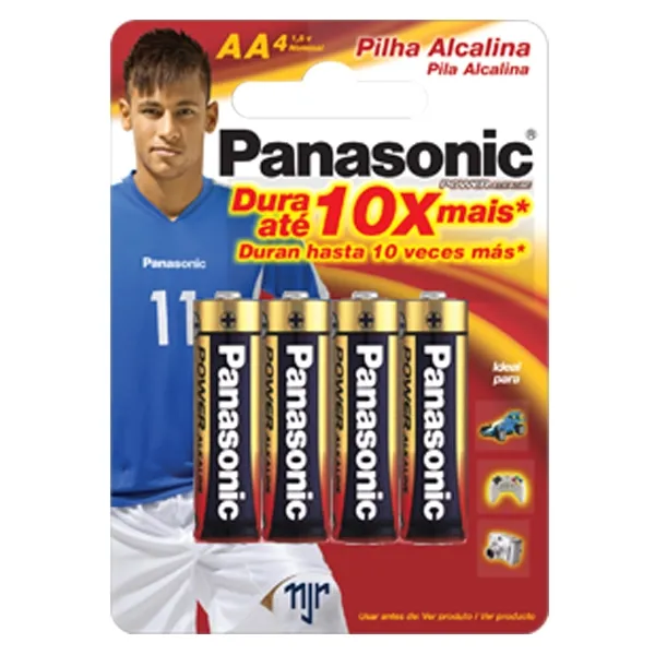 Pilha Panasonic Alcalina AA Pequena Com 4 Unidades