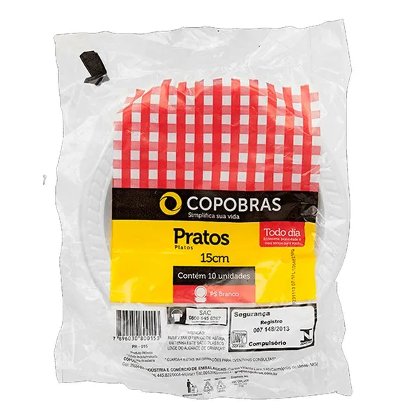 Prato Descartável Copobras Fundo Branco 15CM