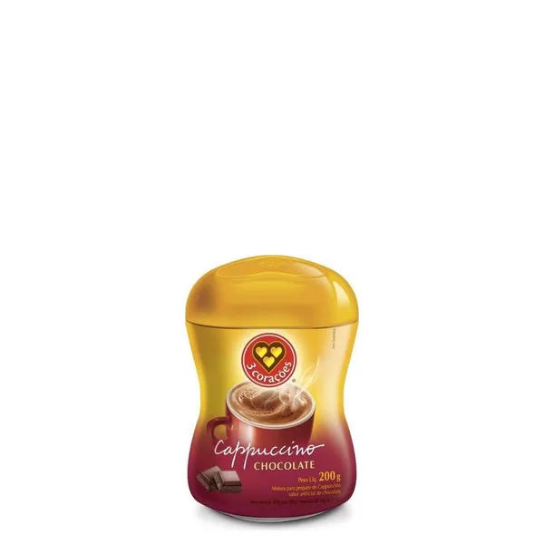 Cappuccino 3 Corações Chocolate Pote 200G