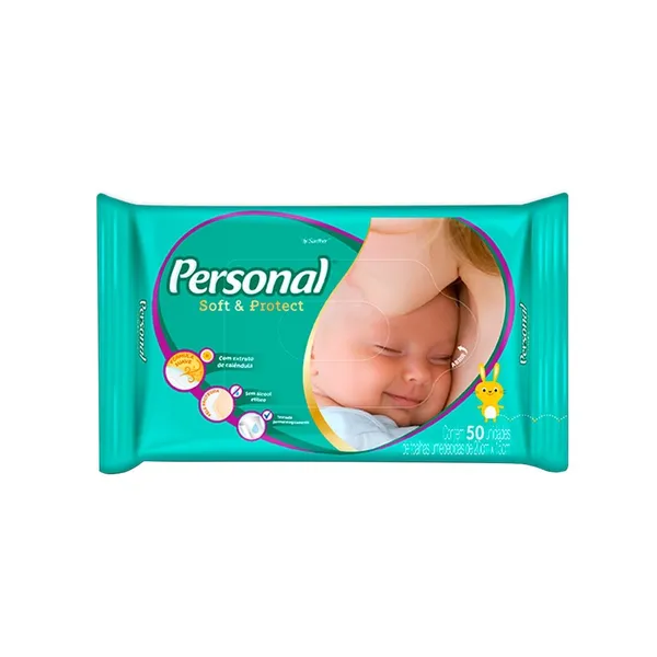 Lenço Umedecido Personal Baby Com 50 Unidades