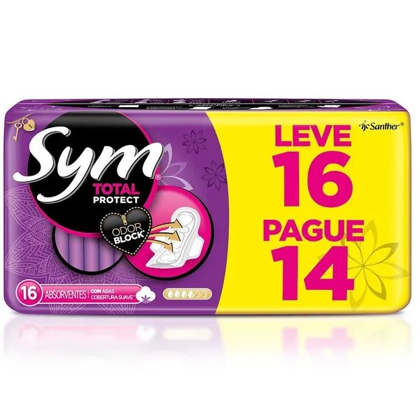 Absorvente Intimus Sym Cobertura Suave Com Abas Leve16 Pague14
