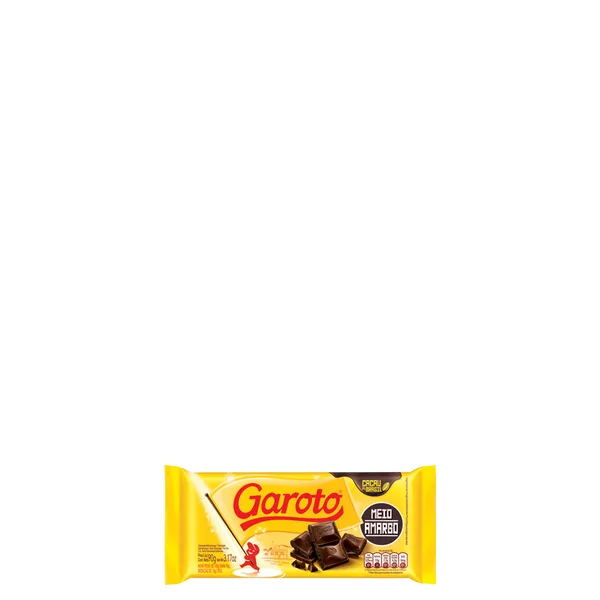Chocolate Garoto Meio Amargo Em Barra 90G