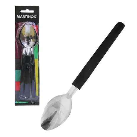 Colher De Mesa Prim Cabo De Plástico Preto Com 3 Peças