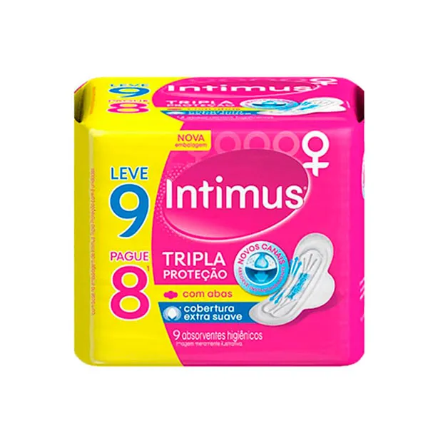 Absorvente Intimus Gel Tripla Com Abas Suave Leve9 Pague8