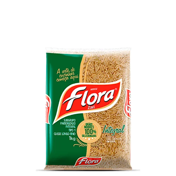 Arroz Flora Parboilizadado Integral 1kg