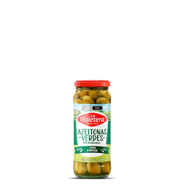 Azeitona Verde Com Caroço La Violetera Vidro 200g