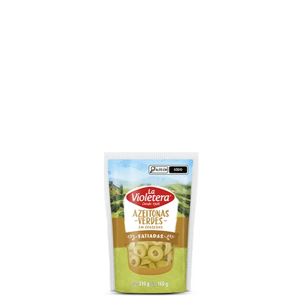 Azeitona Verde Fatiada Sem Caroço Fatiada Sachê 160g